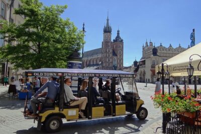 Krakow Grand City Tour by golf cart - All 3 districts - Kazimierz’s Jewish Quarter: synagogues, Szeroka Street, and Rubinstein